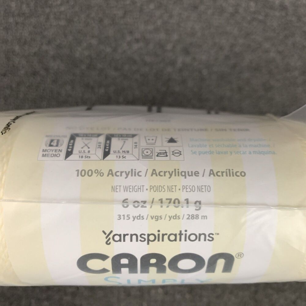 Yarnspirations Caron Simply Soft Off White 100% Acrylic Yarn 3 Skeins - Picture 3 of 6